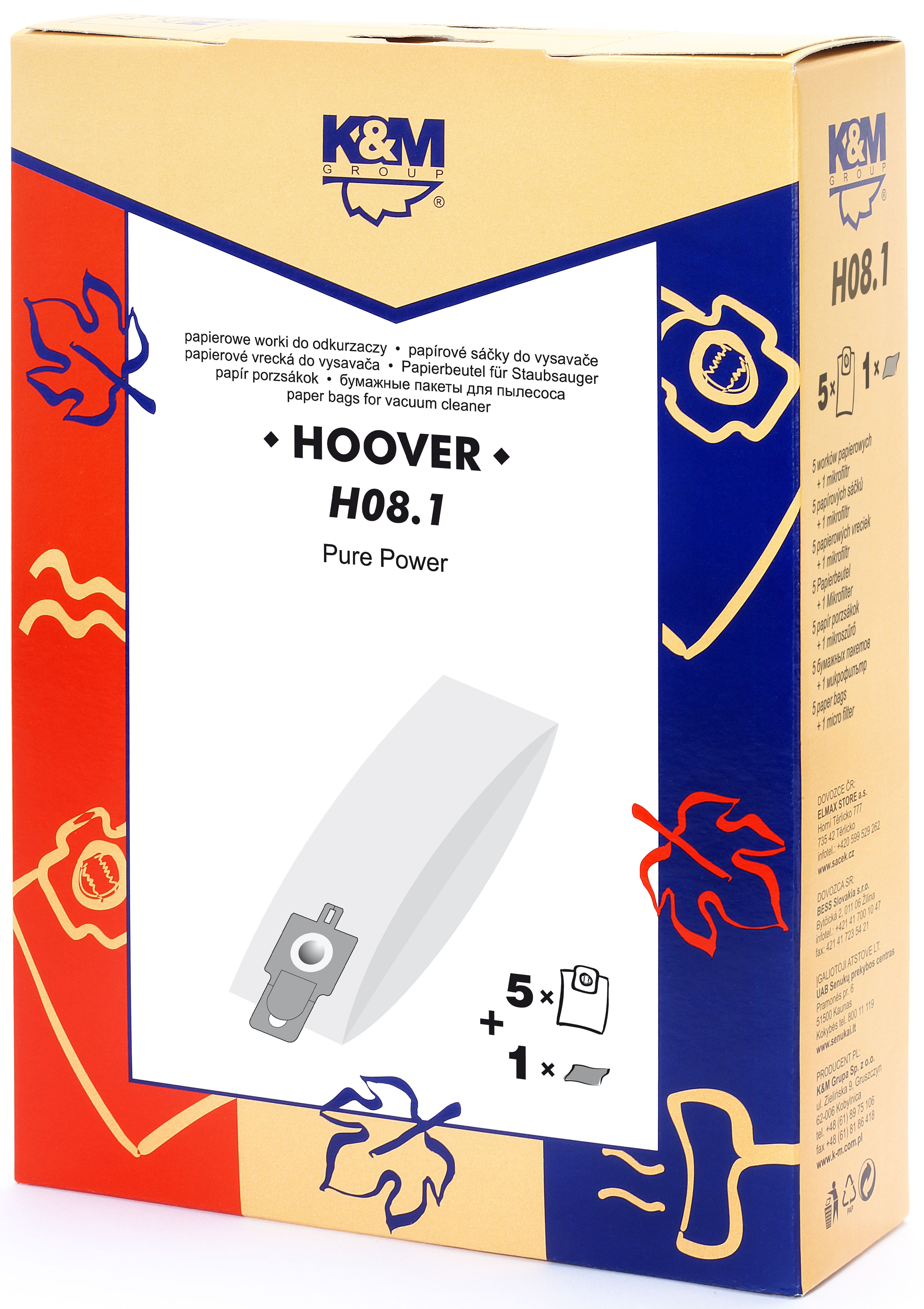 Sac aspirator Hoover H20, H20A, hartie, 5X saci, K&M [1]
