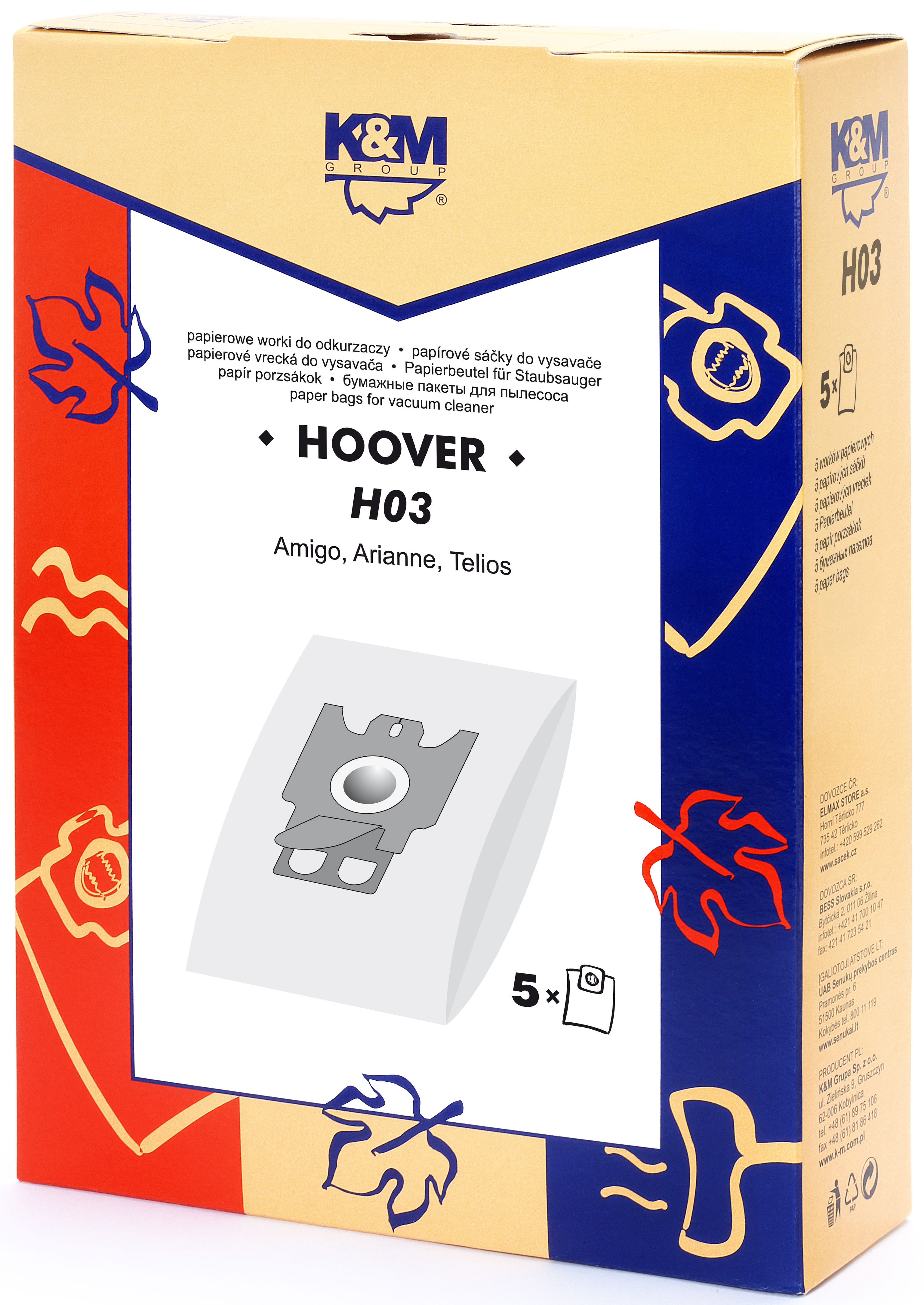 Sac aspirator Hoover H30, hartie, 5X saci, K&M [1]