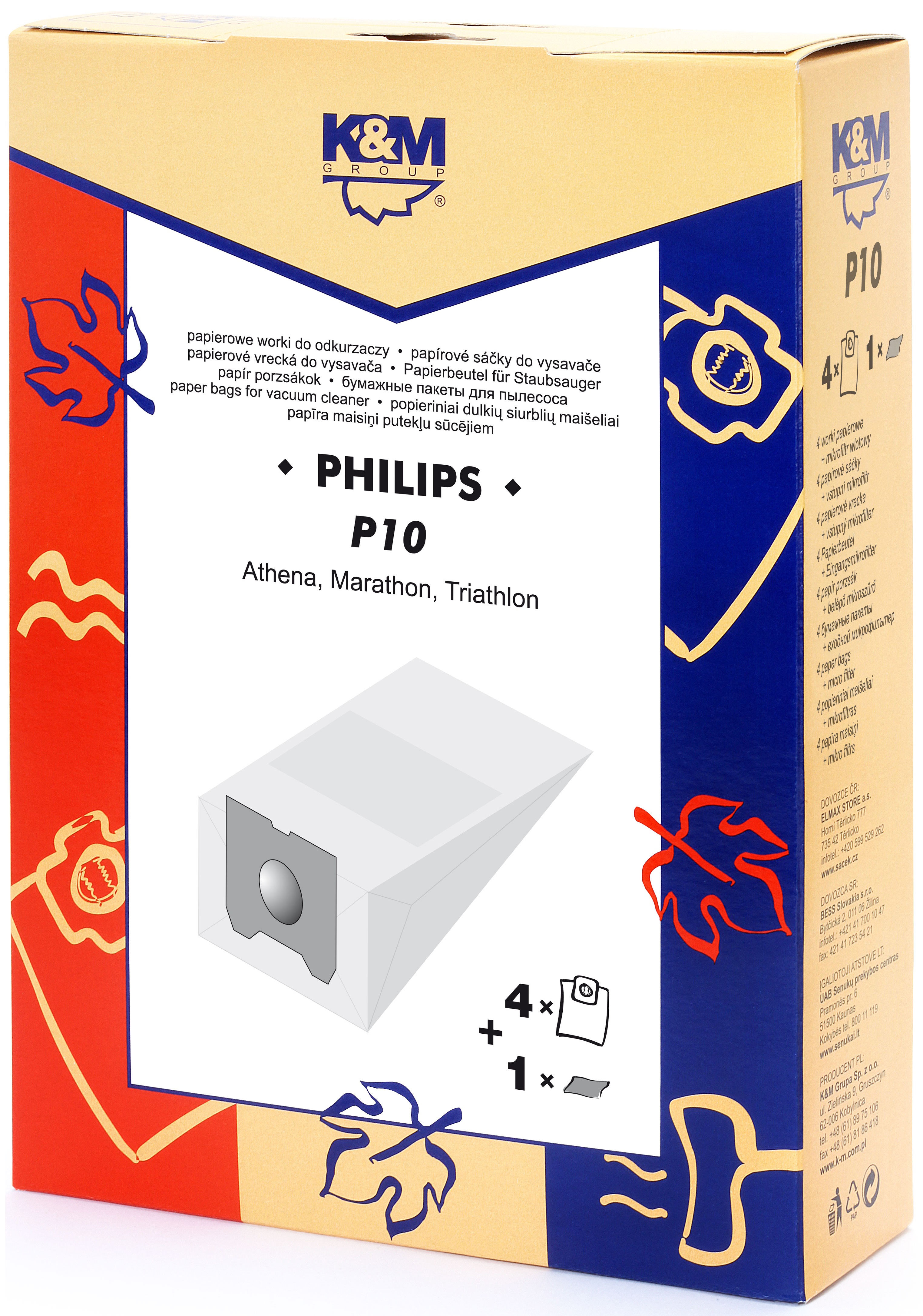 Sac aspirator Philips Athena, hartie, 4X saci + 1X filtru, K&M [1]