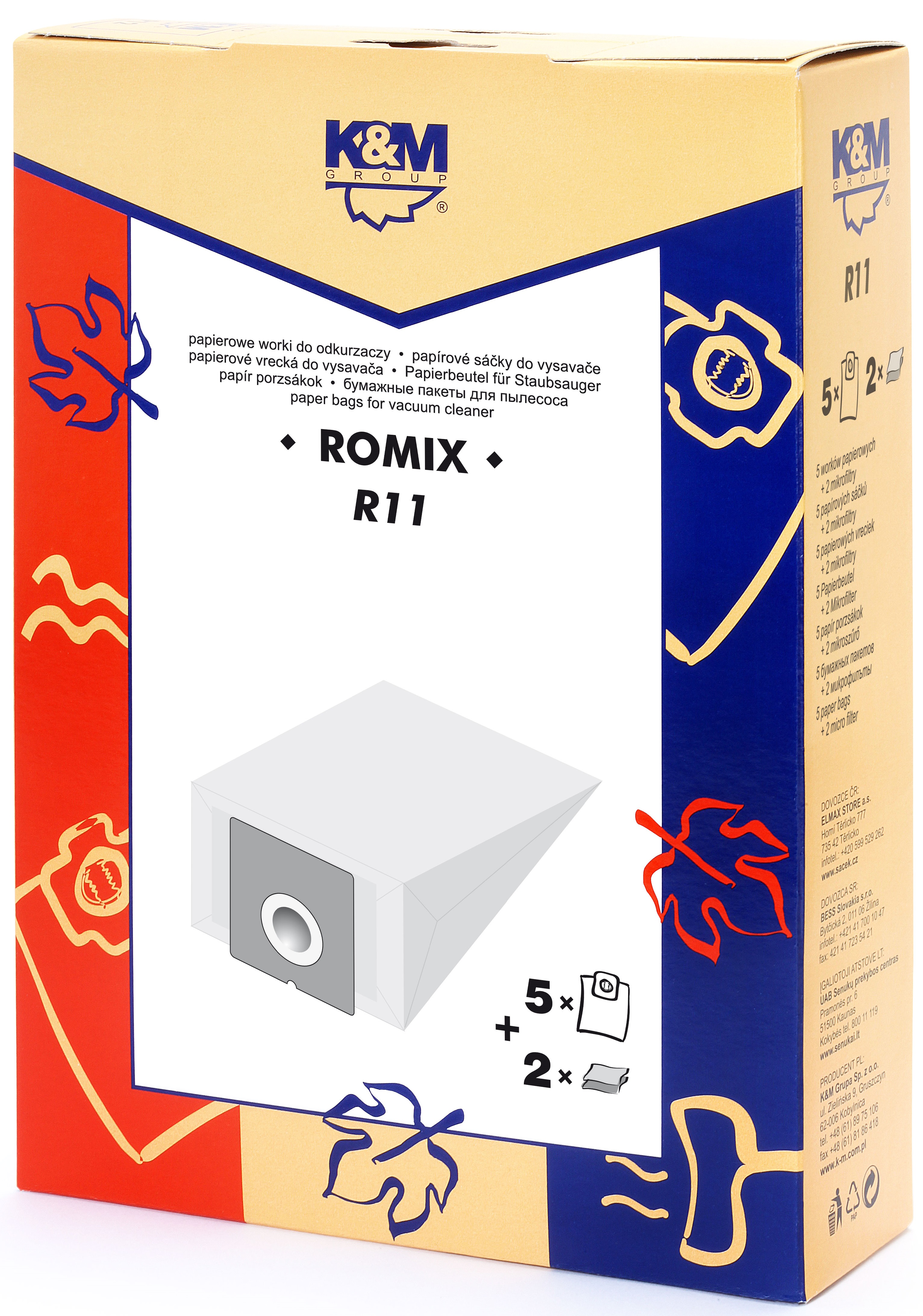 Sac aspirator Romix OC 12 WORKI, hartie, 5X saci + 2X filtre, K&M [1]
