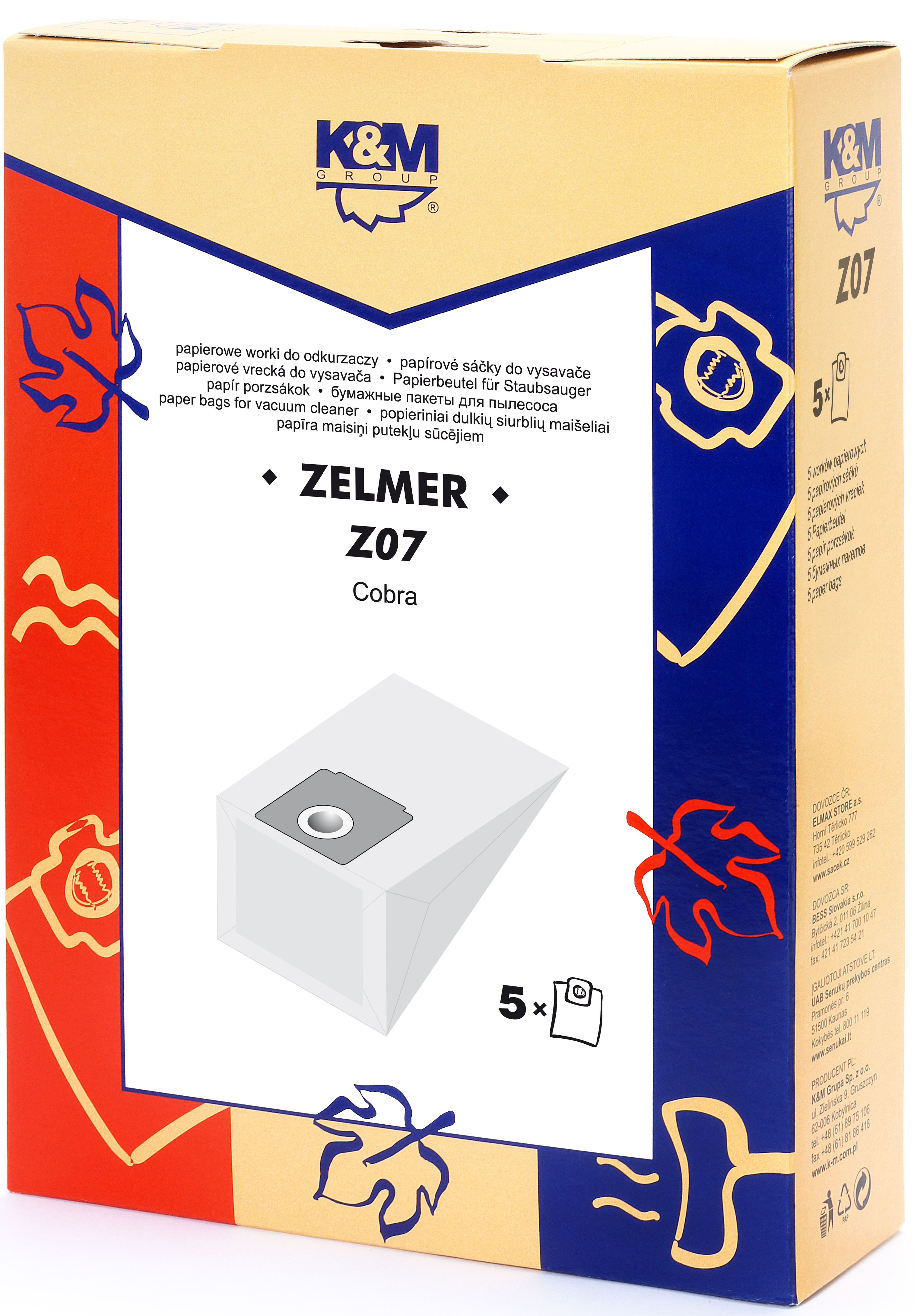 Sac aspirator Zelmer 2000, hartie, 5X saci, K&M [1]