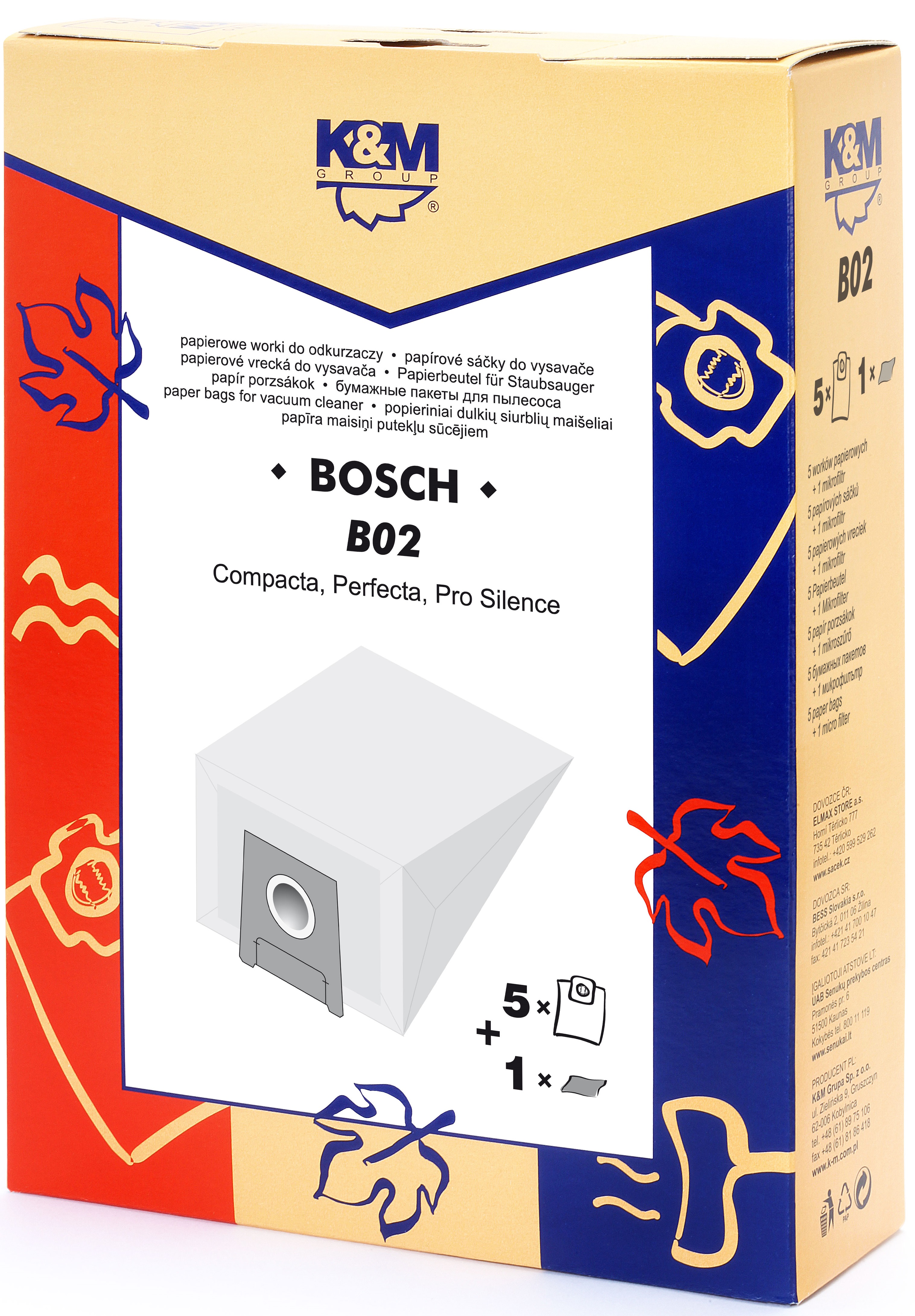 Sac aspirator pentru Bosch/Siemens typ E,D,G, hartie, 5 saci + 1 filtru, K&M [1]