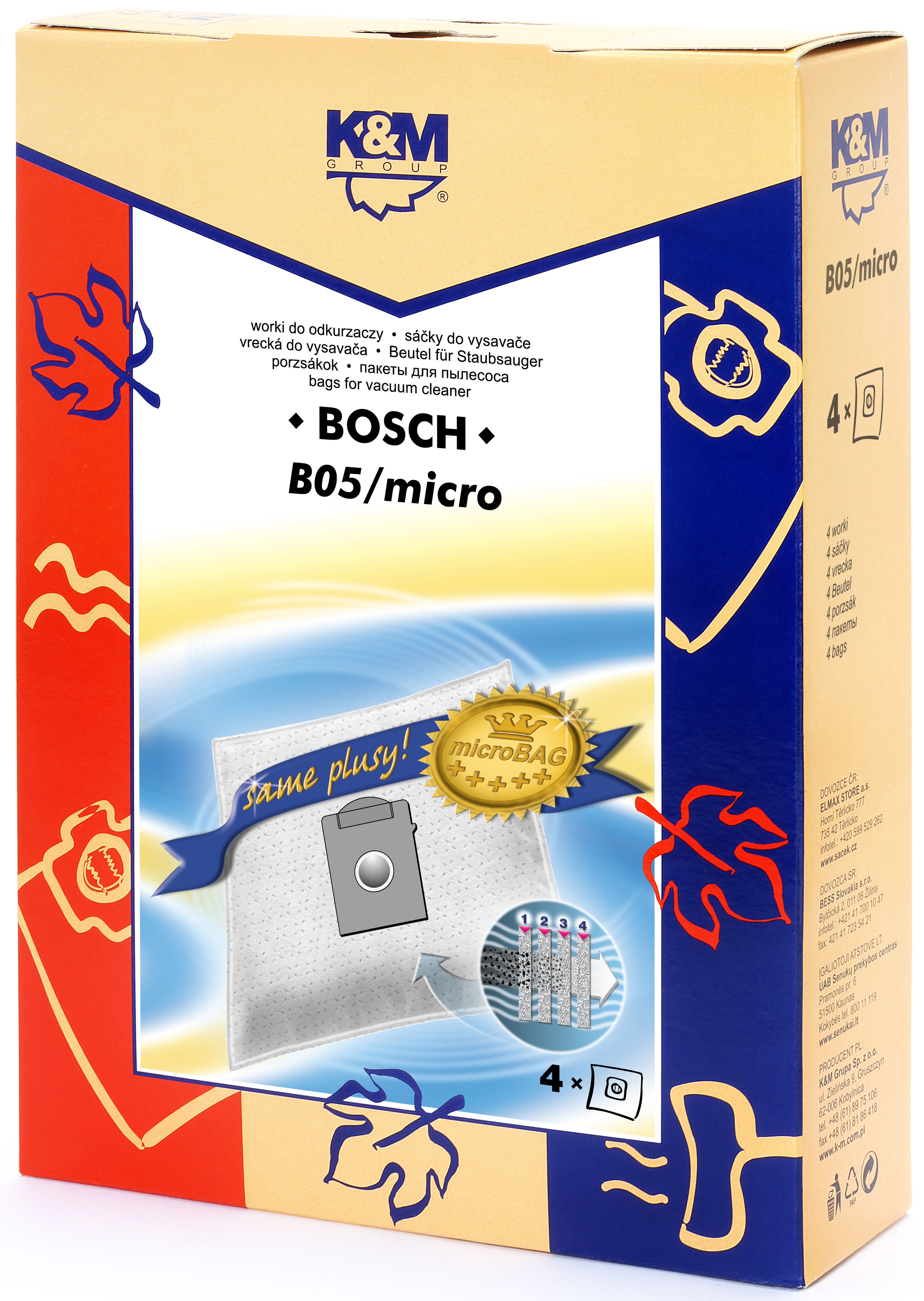 Sac aspirator pentru Bosch/Siemens typ K, sintetic, 4 X saci, K&M [1]