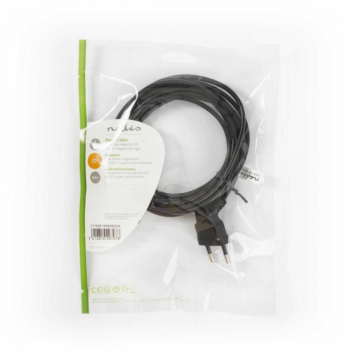 Cablu alimentare Euro tata cotit - IEC-320-C7 cotit, 3m, negru [3]