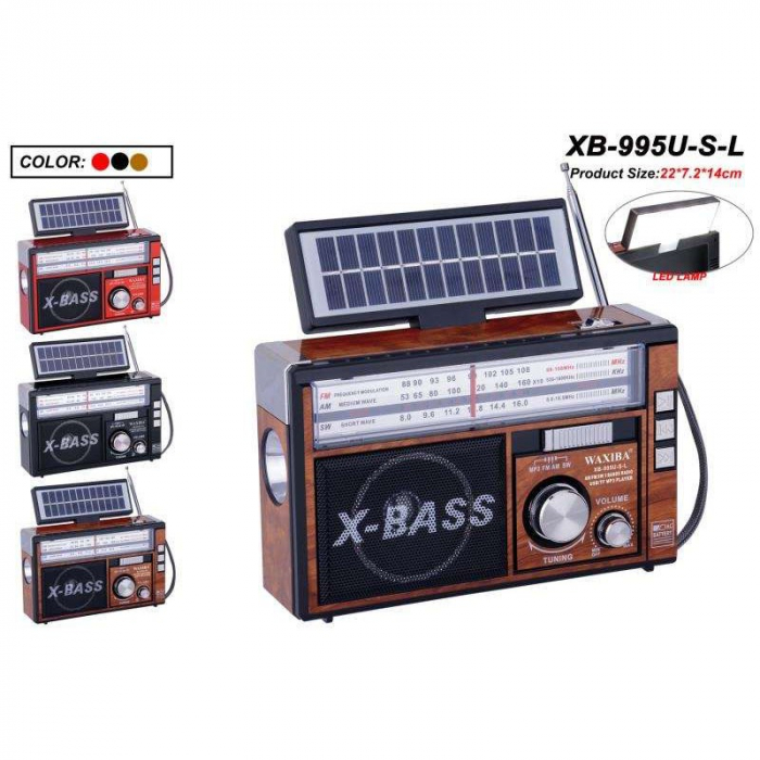 Radio portabil Solar 3 benzi, Bluetooth USB Card Funcție Lampă [5]