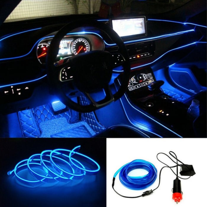 Banda LED Auto De Interior, Albastru + Droser 12V, 3,5 Metri [1]