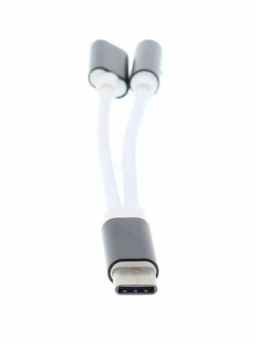 Adaptor USB-C tata - jack 3.5mm mama si USB-C mama 13cm Well [2]