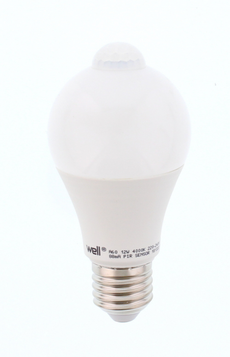 Bec cu LED cu senzor PIR A60 12W lumina naturala Well [1]