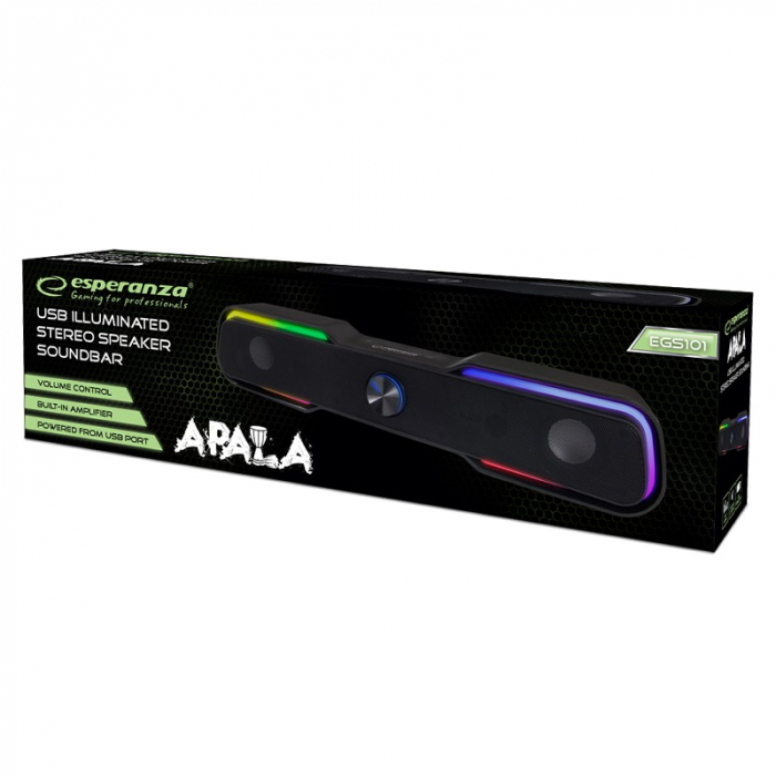 BOXE / SOUNDBAR 2.0 USB LED RAINBOW APALA ESP [4]