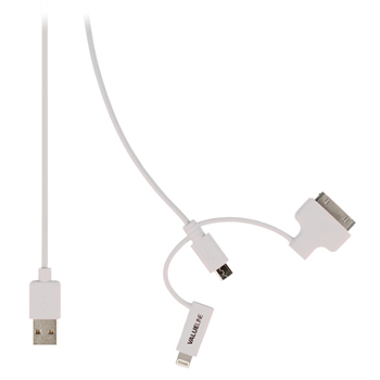 Cablu alimentare si sincronizare USB 2.0 A tata - micro B tata cu adaptor lightning si Apple Dock 30 pini, 1.0 m, alb [1]