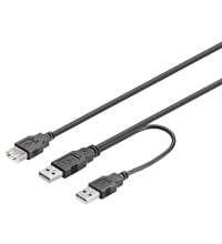 Cablu USB 2.0 2x A tata - A mama negru 0.3m [1]