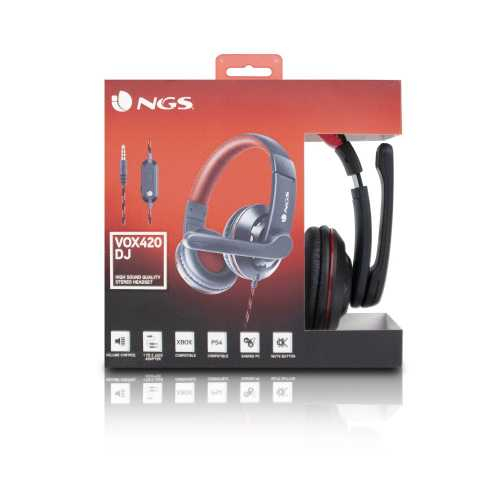 Casti audio NGS VOX420DJ, microfon, 3.5mm, 1.8m, negru/rosu [6]