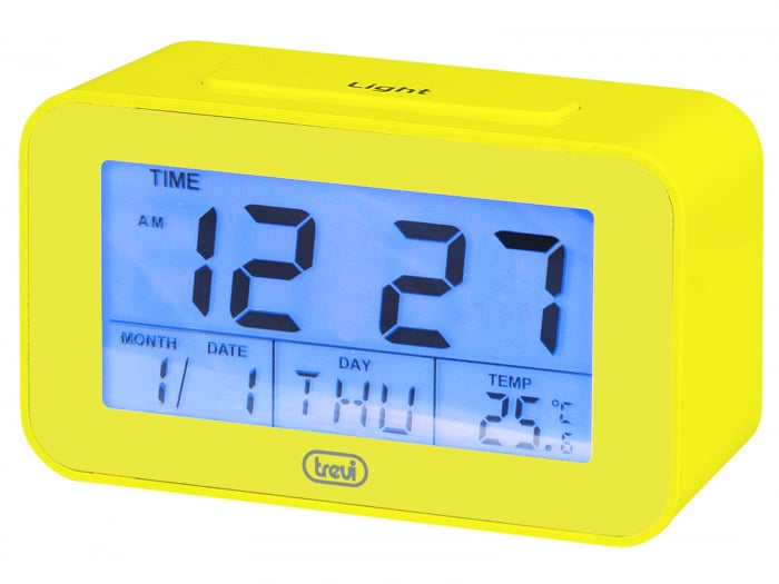 Ceas desteptator cu LCD SLD 3P50, termometru, calendar, galben, Trevi [1]