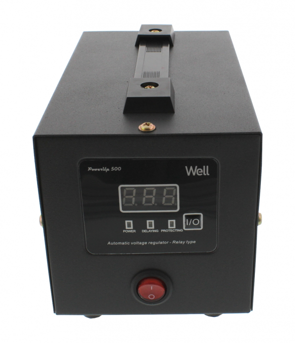 Stabilizator automat de tensiune cu releu 500VA, negru Well [1]