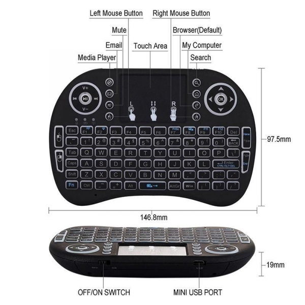 Tastatura Wireless Air Mouse Touchpad Android Tv Si Mini Pc [2]