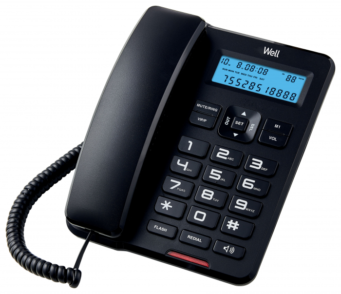 Telefon cu fir de masa cu afisaj negru CD001 Well [1]