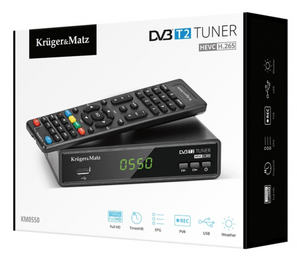 Tuner DVB-T2 H.265 Hevc Kruger&Matz [5]