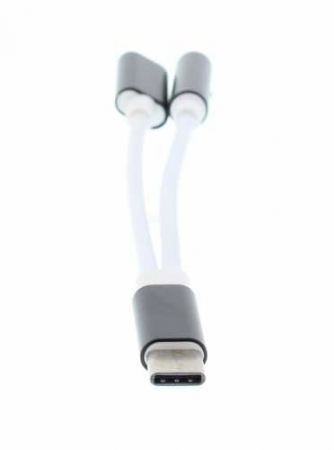 Adaptor USB-C tata - jack 3.5mm mama si USB-C mama 13cm Well [1]