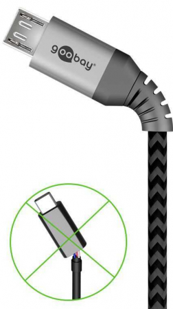 Cablu de date si incarcare micro USB, Goobay, 1m, gri/argintiu, textil, flexibil, 49282 [1]