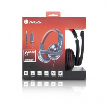 Casti audio NGS VOX420DJ, microfon, 3.5mm, 1.8m, negru/rosu [5]