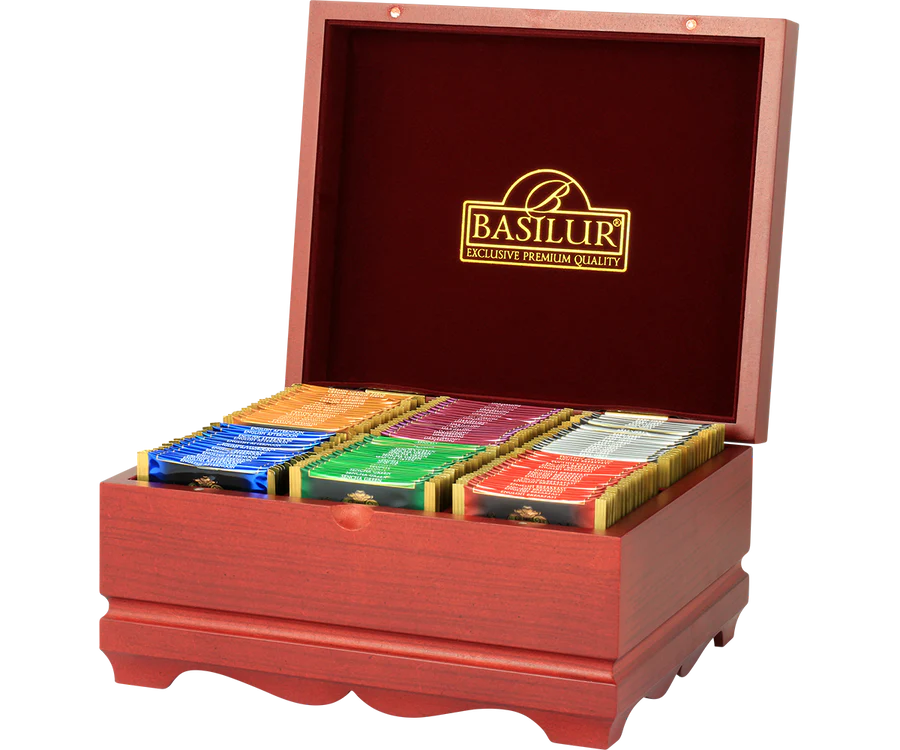 BASILUR Cutie de Lemn Produsă Manual cu 60 de Plicuri de Ceai Asortat [3]