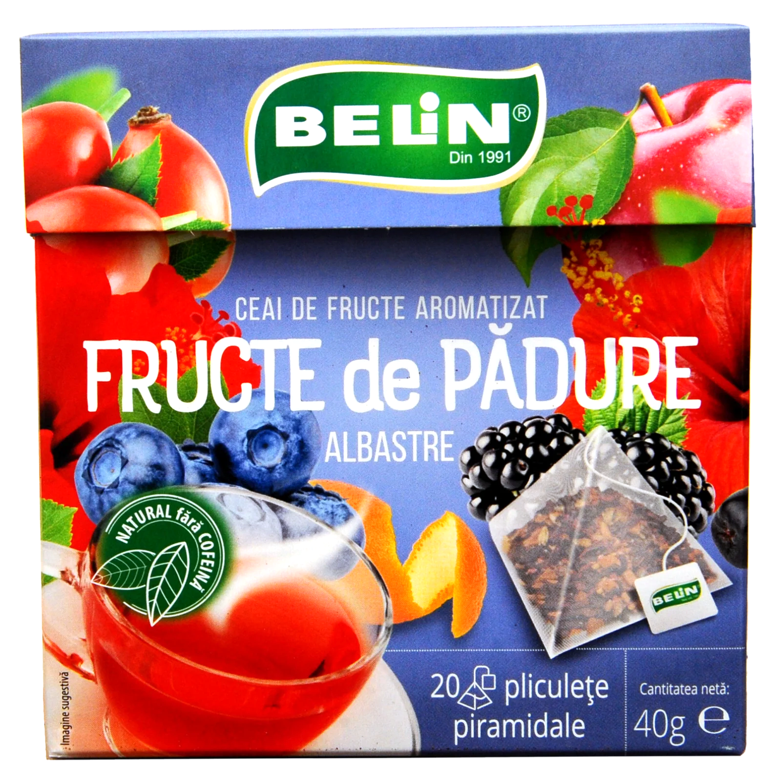 BELIN Piramide Ceai cu Fructe de Padure Albastre - Ceai de Fructe Aromatizat - 20 Plicuri x 2g [4]