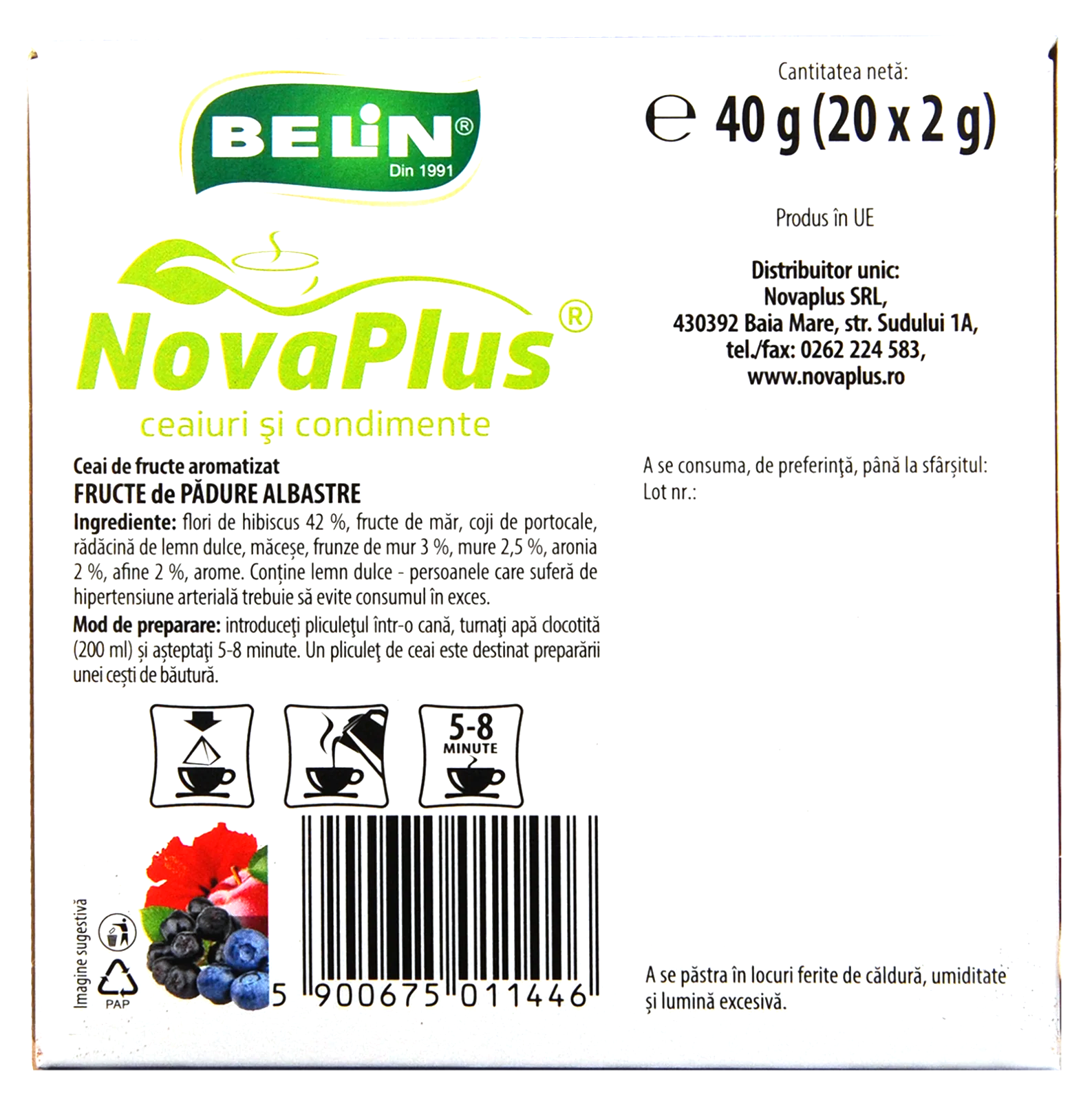 BELIN Piramide Ceai cu Fructe de Padure Albastre - Ceai de Fructe Aromatizat - 20 Plicuri x 2g [5]
