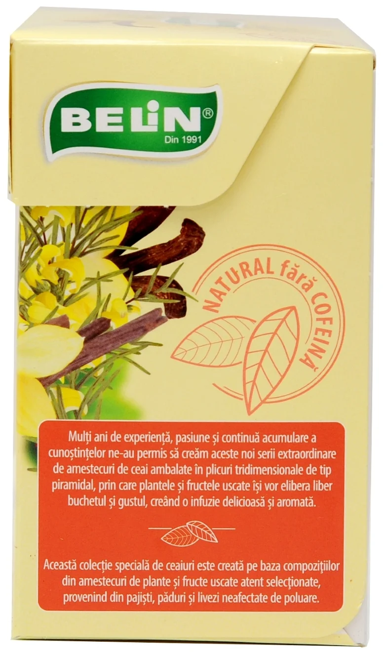 BELIN Piramide Ceai Rooibos cu Vanilie  - Ceai Rosu African Aromatizat - 20 Plicuri x 1.75g [3]