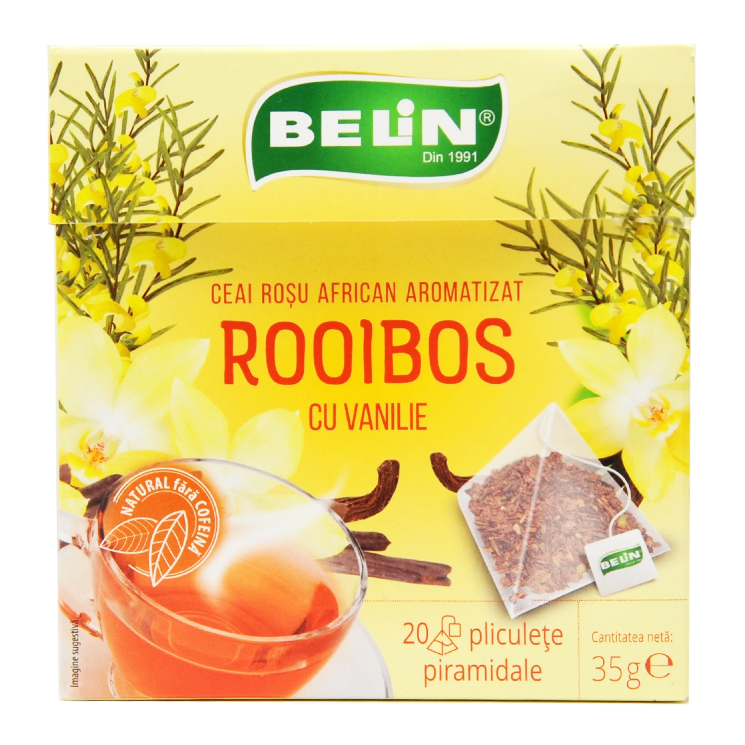 BELIN Piramide Ceai Rooibos cu Vanilie  - Ceai Rosu African Aromatizat - 20 Plicuri x 1.75g [2]