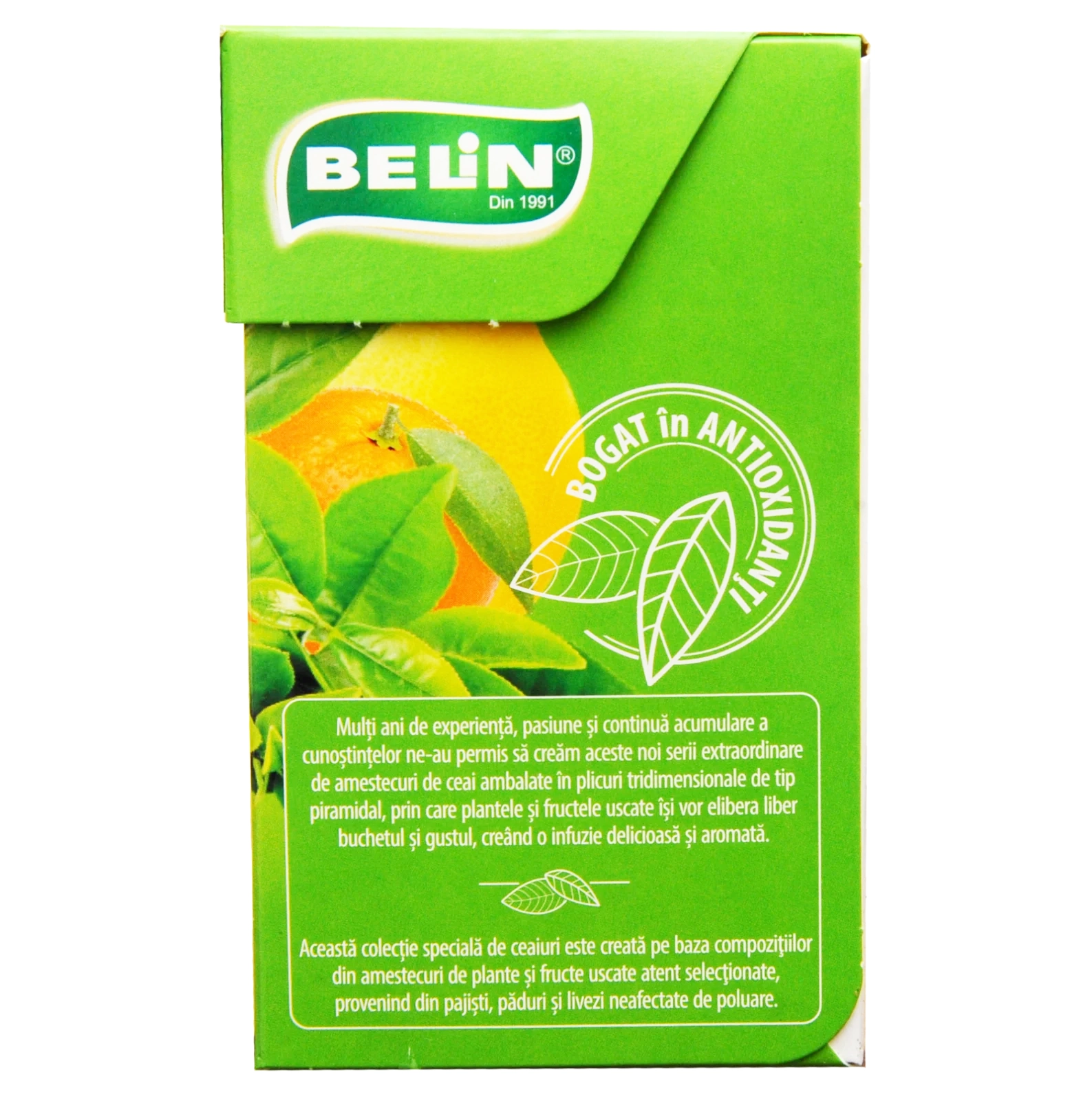 BELIN Piramide Ceai Verde cu Citrice - Ceai Verde Aromatizat - 20 Plicuri x 1.3g [3]