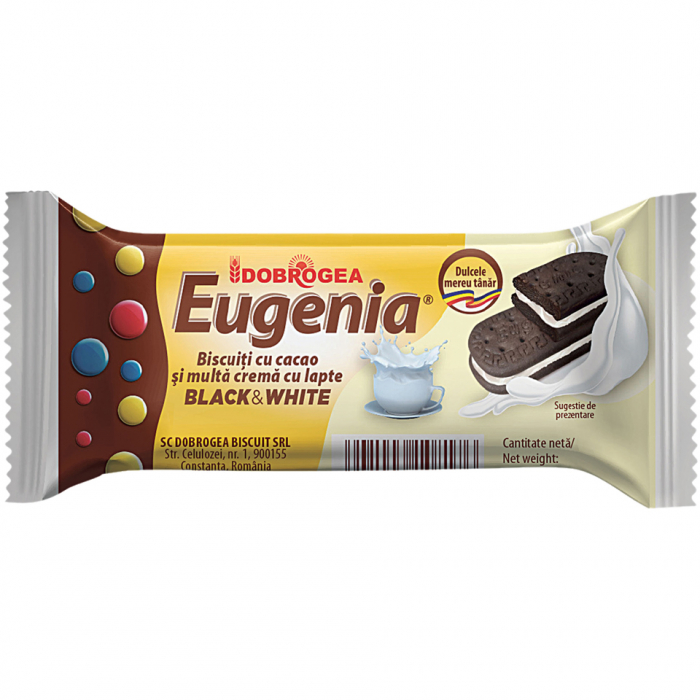 Biscuiti cu Crema de Cacao si Lapte Eugenia Black & White DOBROGEA 24x36g [2]