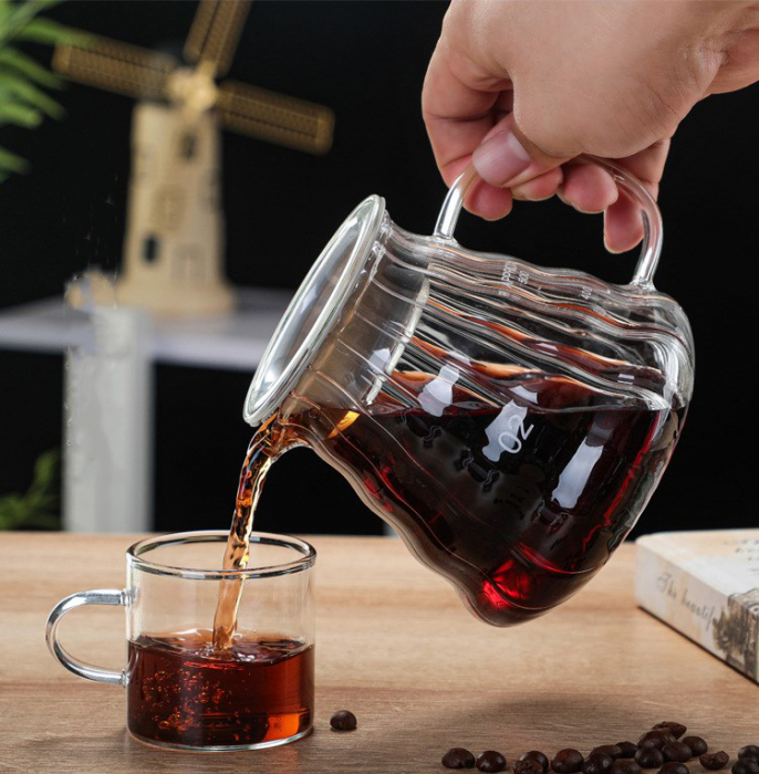 Dripper / Pour Over pentru Cafea si Ceai cu Vas din Sticlă și Filtru în Două Straturi - Capacitate 400ml [2]