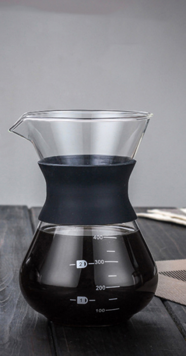 Dripper / Pour Over pentru Cafea si Ceai cu Vas din Sticlă și Filtru în Două Straturi - Capacitate 400ml [4]