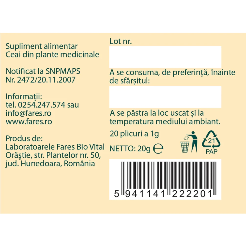 FARES Ceai Babycalm Mami si Bebe D56, 20 Plicuri x 1g [4]