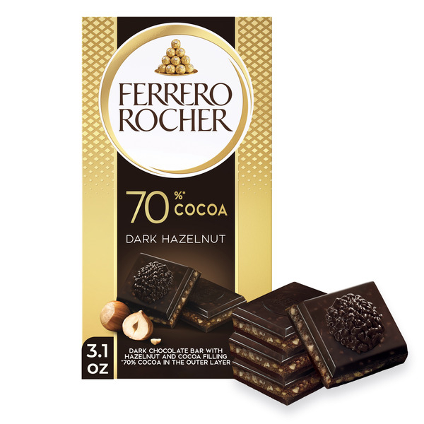 FERRERO ROCHER Tableta de Ciocolata Neagra 70% cu Alune de Padure 90g [2]