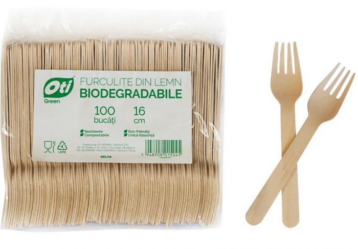 Furculite de Unica Folosinta din Lemn Eco Friendly Biodegrabile 16cm 100buc [3]