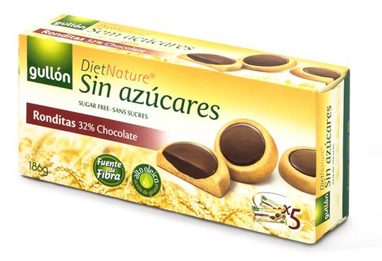 GULLON Biscuiti Ronditas cu 32% Ciocolata Neagra Fara Zahar 186g [2]