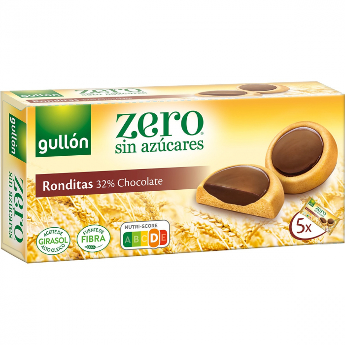 GULLON Biscuiti Ronditas cu 32% Ciocolata Neagra Fara Zahar 186g [1]