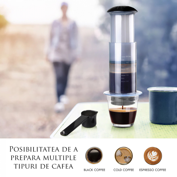 Presă de Aer pentru Prepararea Cafelei - Filtru de Cafea Espresso Manual, Portabil, Capacitate 300ml [7]