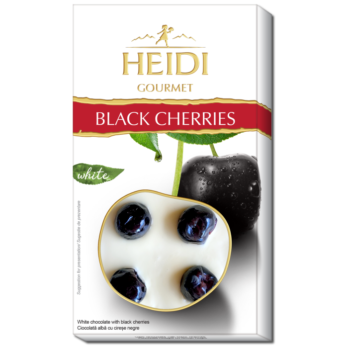HEIDI Gourmet Ciocolata Alba cu Cirese Negre Confiate 100g [1]