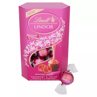 LINDOR Bomboane de Ciocolata cu Zmeura si Frisca 200g [2]