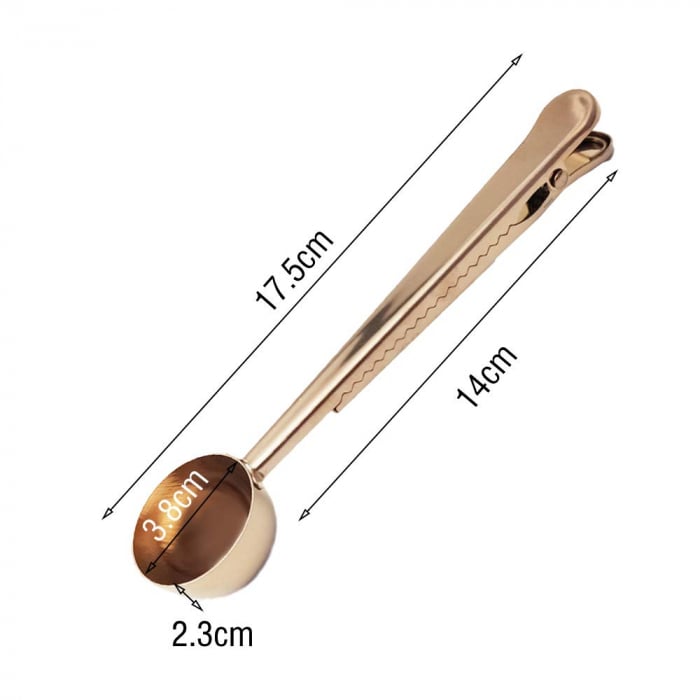 Lingurita din Inox pentru Dozarea Cafelei cu Clips pentru Sigilarea Pachetului [3]