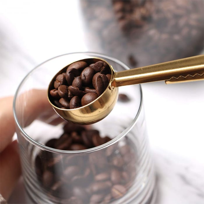 Lingurita din Inox pentru Dozarea Cafelei cu Clips pentru Sigilarea Pachetului [5]