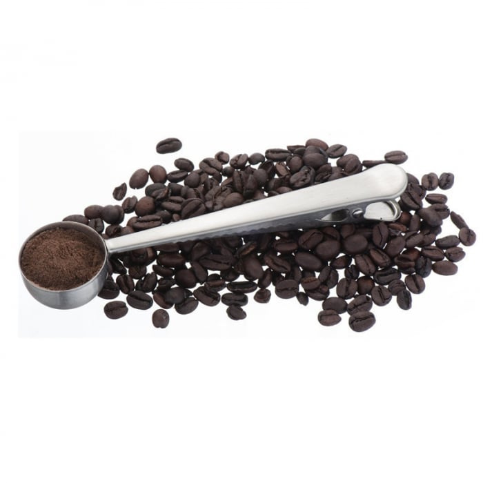 Lingurita din Inox pentru Dozarea Cafelei cu Clips pentru Sigilarea Pachetului [6]