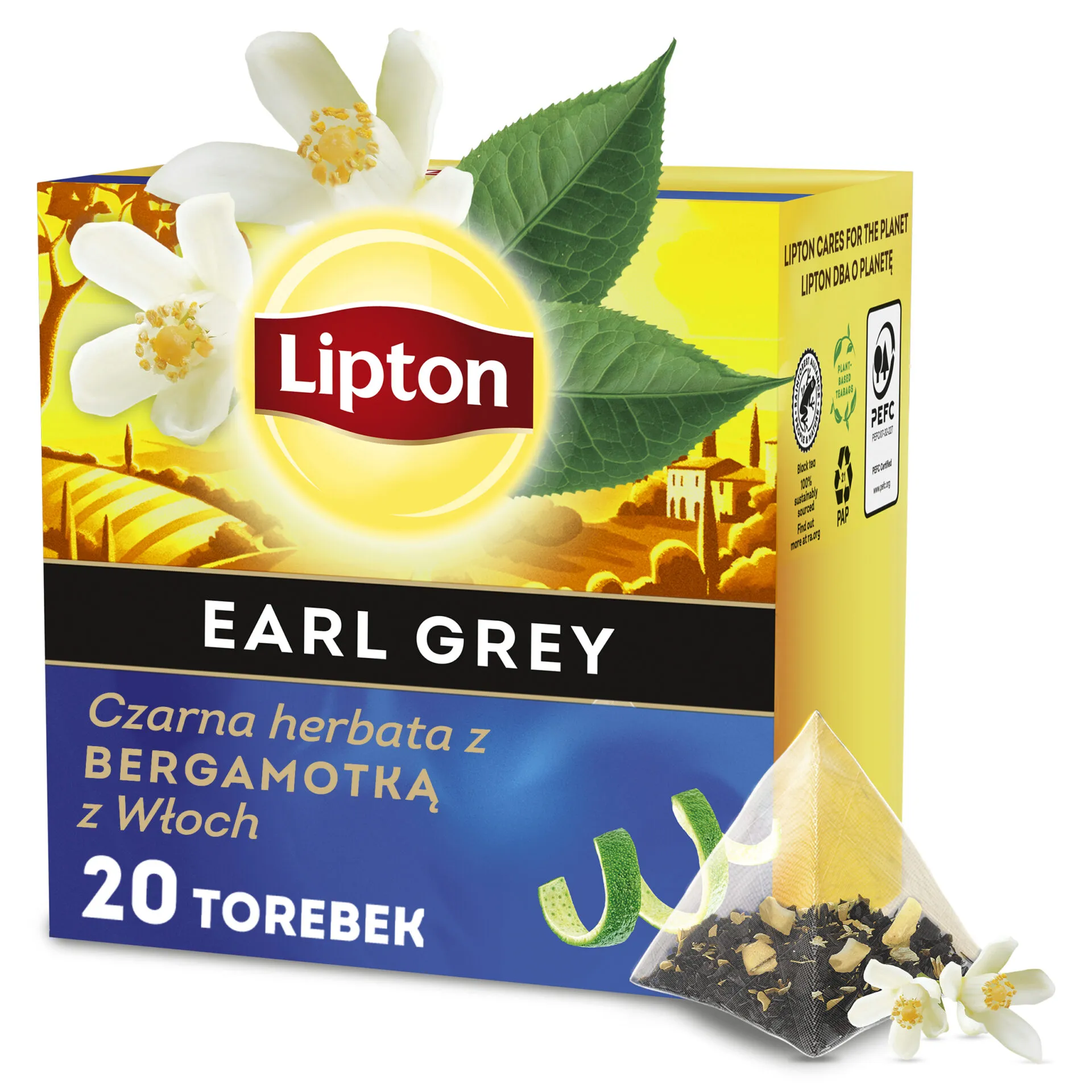 LIPTON CHAI Ceai Negru Earl Grey cu Bergamota Piramide 20 plicuri [6]