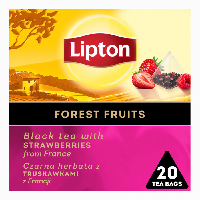 LIPTON Forest Fruit Ceai Negru cu Capsuni Piramide 20x2.1g [3]