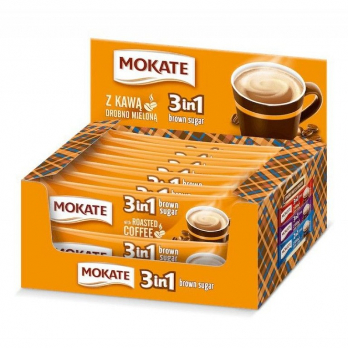MOKATE 3in1 Brown Sugar Cafea Instant Plic 24x17g [1]