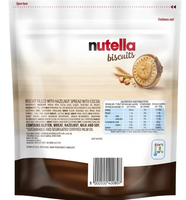 NUTELLA Biscuiti cu Crema de Alune si Ciocolata T14 193g [2]