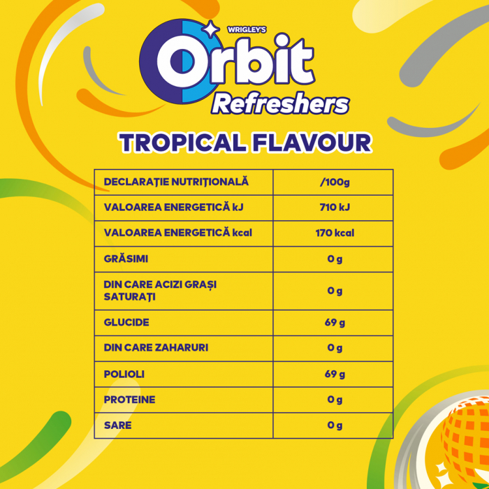 ORBIT Refresher's Tropical Guma de Mestecat bo. 30buc 67g [3]