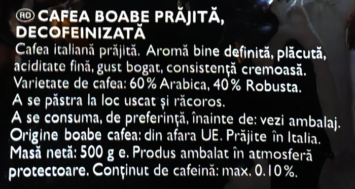 RIOBA Caffe Espresso Decafeinizata 60% Arabica 40% Robusta - Cafea Boabe 500g [2]